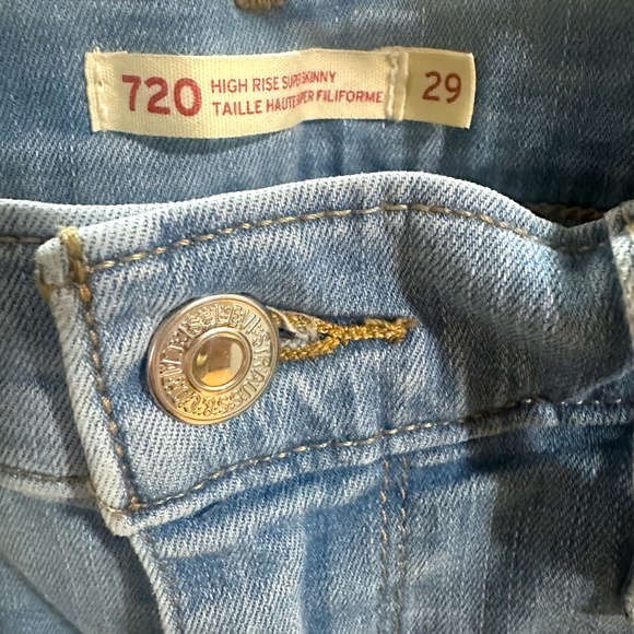 Levi’s 720s High Rise Super Skinny Jeans - Size 29 - Light blue Wash - Picture 5 of 8